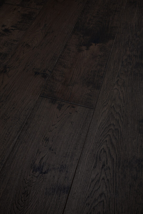 Trinity Origin 300 Oak Black Wood plank flooring hand carved & oil waxed